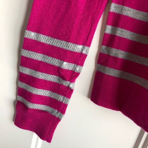 GAP brand pink and grey striped cardigan sequin on sleeves sz small - Picture 7 of 7